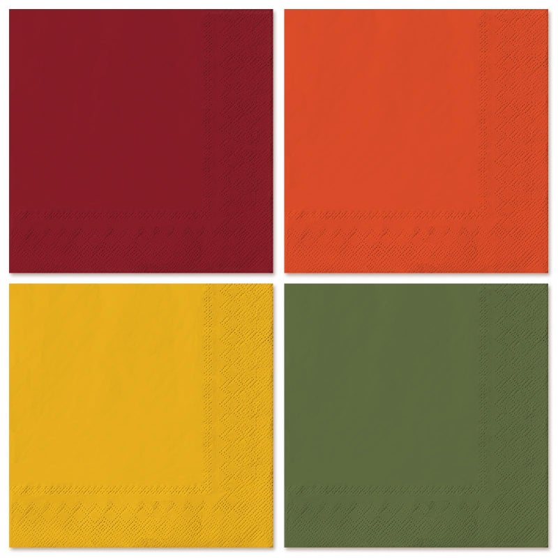 وولاين Whaline 80 قطعة من مناديل عيد الشكر الورقية للضيوف، لون الخريف، مناديل العشاء للاستعمال مرة واحدة، أحمر برتقالي أصفر أخضر، مناديل يدوية للضيوف، لوازم حفلات الحصاد للمنزل والمطبخ والمطعم - Image 1